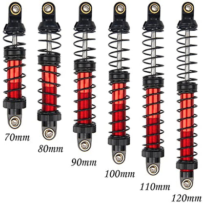 4Pcs Vgoohobby Metal Shocks Absorber Adjustable Dampers Compatible with Axial SCX10 Traxxas TRX4 D90 90046 Redcat Gen7 1/10 RC Crawler Car (Red,110mm)