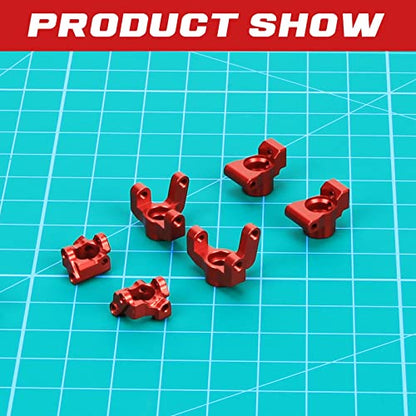 RCAWD Front Spindle Steering Hub Carrier& Caster Block, Front Camber Block C Hub& Rear Hub Carrier for 1/18 Losi Mini-T 2.0,1/16 Losi Mini-B Upgrades Parts #LOS214006, #LOS311005, #LOS214005 Red