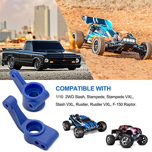 OGRC Plastic Caster Block & Steering Block and Carriers for Slash 2WD | L&R Wheel Steering Kit for 1/10 Traxxas Slash Stampede Rustler 2WD #3632 #3736 #3752 - color: Blue