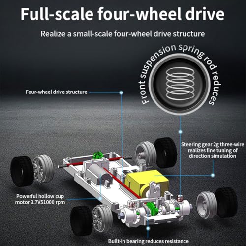 HERR RC Electric Mini Racing Drift Car Model 1:43 Scale 2.4G Full Scale Linkage Light Set Max Speed 15km/h Indoor Mini RC Toys Hobbyist Gift Black White (RTR Version/Blue & White) - color: Blue & White