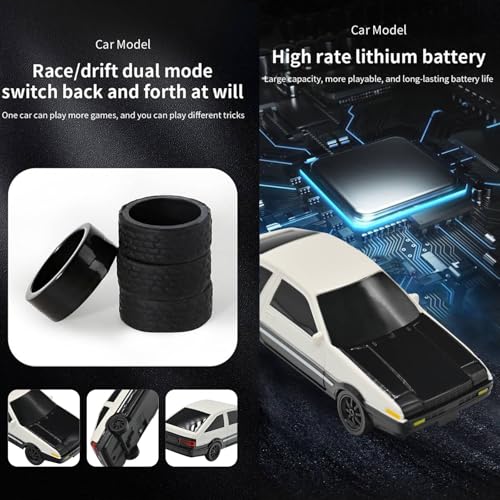 RC Drift Car - 1:43 Remote Control Car 2.4GHz Mini Drift Cars Racing High Speed Drift Car Model with LED Lights for RC Toys Gift (4306Silver, Gyro) - color: 4306silver, size: Gyro