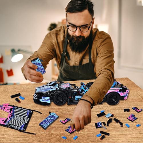 WINGIFT 934 Piece Sports Car Building Blocks Toys Boys or Adults Kits, 1:14 Race Car Model Building Set, Adult Collectible Model Cars Set to Build, STEM Super Cars Sets for Boys Girls Age 6-12, 8-14 - style: 1329 Pieces