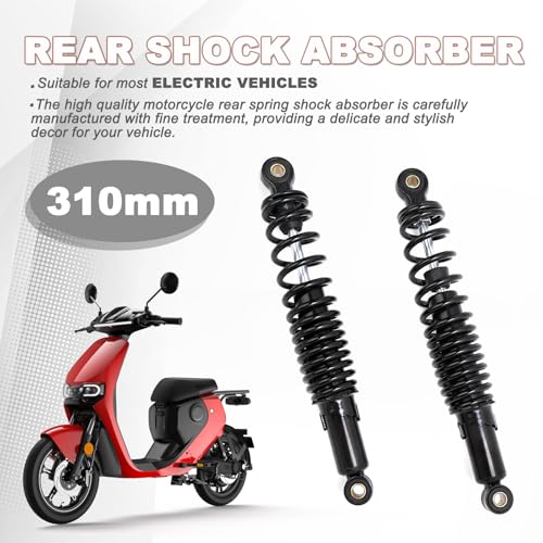Minho Dual Rear Shock Absorbers with Adjustable Spring Preload in Heavy Iron Material Compatible with Chinese GY6 4-Stroke Engine Taotao ATV Go Kart,Black Color,310MM Length - size: 310mm