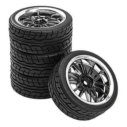 12-Spoke 12mm Hex Hub Wheel Rims & Rubber Tires Compatible with HSP Tamiya HPI Kyosho 1/10 On-Road Touring Car WLtoys 1/14 144001 Traxxas 1/16 Slash RC 1/18 A959B Buggy