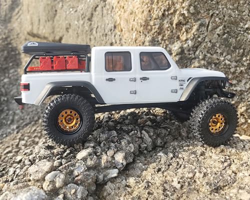 RC 1.0 Beadlock Wheels Offsets -2 Aluminum Rims for AX24 1/18 TRX4M All 1/24 Scale SCX24 Deadbolt RC Crawler Car Wheels Upgrades 4Pc (Golden & Black) - color: Golden & Black