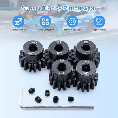 Surpass Hobby Mod 1 Pinion Gear 5mm 13T 14T 15T 16T 17T Motor Gears for 1/10 1/8 RC Car Parts - size: 13T 14T 15T 16T 17T