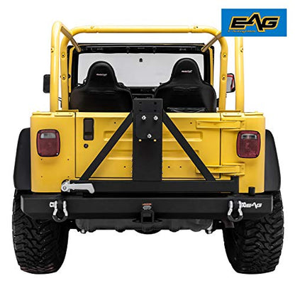 EAG Classic Rear Bumper with Tire Carrier Black Textured Fit for 87-06 Wrangler TJ YJ