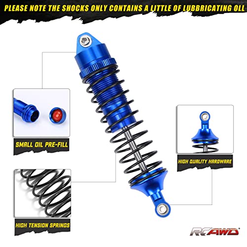 RCAWD Shock Absorber Front Rear for LOSI 1/10 Lasernut U4, Tenacity DB Pro, TENACITY TT Pro 4WD SCT Upgrades, RC Shocks Damper 90mm 100mm, Hop Ups Parts #LOS233011, LOS03028, LOS03027, LOS03019 Blue - color: Blue