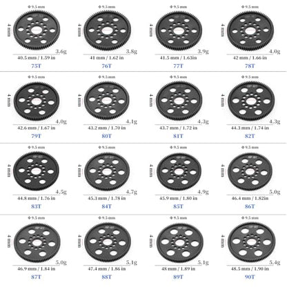 48P High-Precision Machined POM Spur Gear Set (75T 77T 79T 81T) - Ultra-Smooth Silent Lightweight Spur Gear for 3RACING Sakura RC Drift/Touring 1/10 Cars - size: 75-77-79-81T