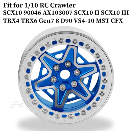 2.2" RC Beadlock Wheels, Aluminum Alloy Rims Compatible with 1/10 SCX10 Capra TRX4 Gen8 Everest Gen7 Pro AMG 6x6 Off-Road Truck,RCarmubWow 2.2 Beadlock Wheel for 1/10 Rock Crawler,Navy Blue - color: Navy Blue(4pcs)