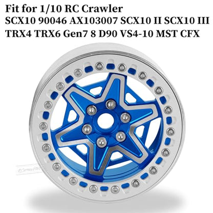 2.2" RC Beadlock Wheels, Aluminum Alloy Rims Compatible with 1/10 SCX10 Capra TRX4 Gen8 Everest Gen7 Pro AMG 6x6 Off-Road Truck,RCarmubWow 2.2 Beadlock Wheel for 1/10 Rock Crawler,Navy Blue - color: Navy Blue(4pcs)