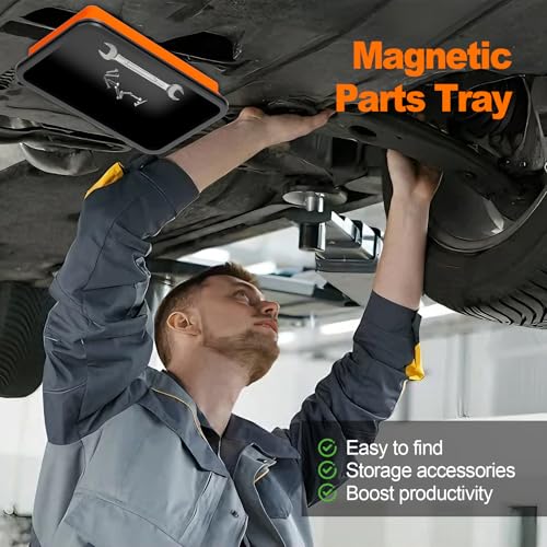 3-Piece Foldable Magnetic Parts Tray Set | Heavy-duty magnetic trays hold bolts, nuts, washers and small metal tools, then fold flat for compact storage.