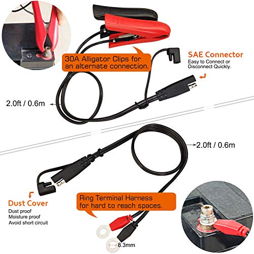 Suuwer Automatic Trickle Battery Charger, 12V 2000mA Battery Maintainer | for Car Motorcycle ATV Boat and More, With 12FT DC Cable