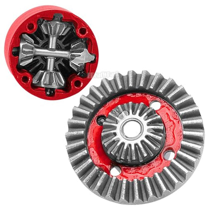 RC Front Rear Differential & Input Gear Upgrades Part for 1/14 H14BM 14209 14210 14301 14303 1/16 H16BM H16PL H16GT H16DR 16207 16208 16209 16210,BRCatWPark Steel Front & Rear Diff Set,Red - color: Red - (Front Rear Differential & Input Gear)