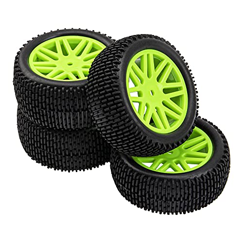 12mm Hex Wheel Rims & OD 88mm/3.46" Rubber Tires with Foam Front Rear Wheel Compatible with Redcat HPI HSP ExceedRC 1/10 Scale Off Road Buggy