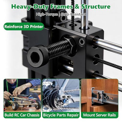 631PCS M3 Hex Socket Head Cap Screws, 12.9 Alloy Steel Bolts Kit | High-Tensile, M3 x 6/8/10/12/16/20mm, With Flat Washers & Allen Wrench, Black Zinc Plated For 3D Printing,RC,DIY - size: M3 631pcs 3