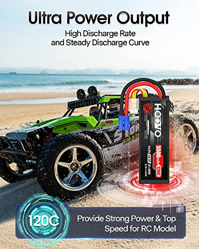 HOOVO 4S Lipo Battery 14.8V 5500mAh 120C RC Battery Hard Case EC5 Connector | 2 Pack,Compatible with Arrma Kraton 8S RC Buggy Truggy Crawler Monster Car Boat Truck - style: 4S 5500mAh 120C-EC5-2Pack(Hard Case)