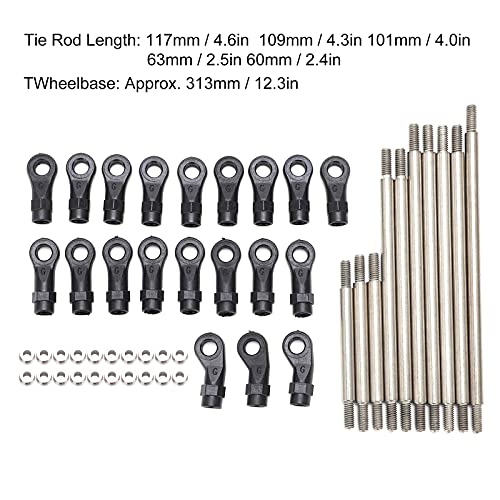 Yinhing RC Metal Link Tie Rod Pull Rod Set with End Balls for 313Mm Wheelbase 10 RC Car High Design for Improved Performance and Enhanced Control in Adventures