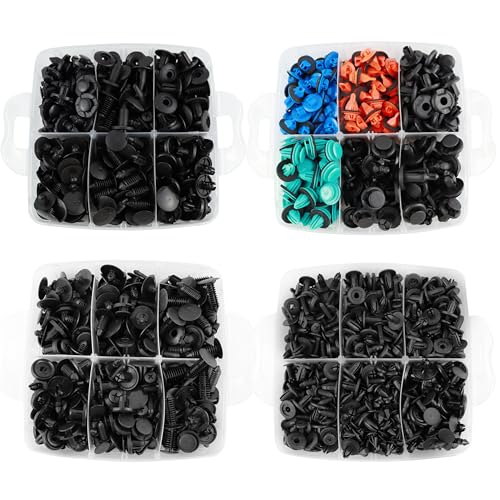 1351PCS Car Retainer Clip Assortment Kit 42 Most Popular Sizes | Ford Trim Door Panel Trim Screw Clips Nylon Bumper Fender Rivets with Red Fasteners for GM Toyota Honda - size: Car Clips 1351PCS-Red