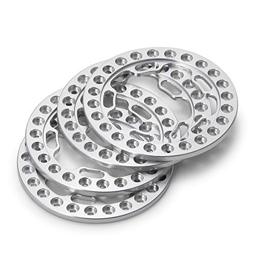 Aluminum Alloy RC Beadlock Wheel Rim Replacement Ring for 1:10 Crawler RC Car 1.9" Wheels/Rims-Pack of 4pcs (Silver) - color: Silver