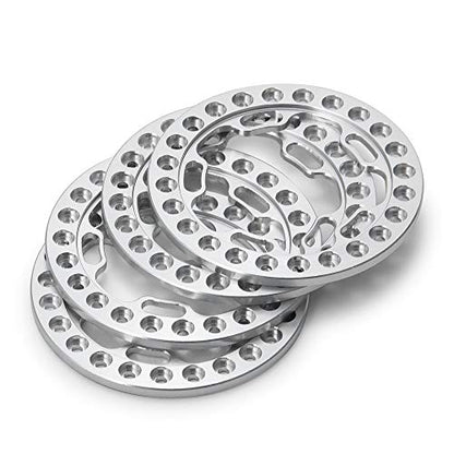 Aluminum Alloy RC Beadlock Wheel Rim Replacement Ring for 1:10 Crawler RC Car 1.9" Wheels/Rims-Pack of 4pcs (Silver) - color: Silver