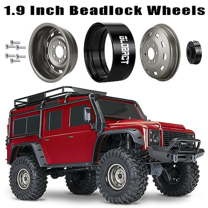 GLOBACT 1.9 Beadlock Wheels for 1/10 TRX4 TRX6 SCX10 I II III Pro Redcat, T | 1/10 RC Wheel Hub, 1/10 RC Crawler Car Upgrade Accessories - color: Titanium
