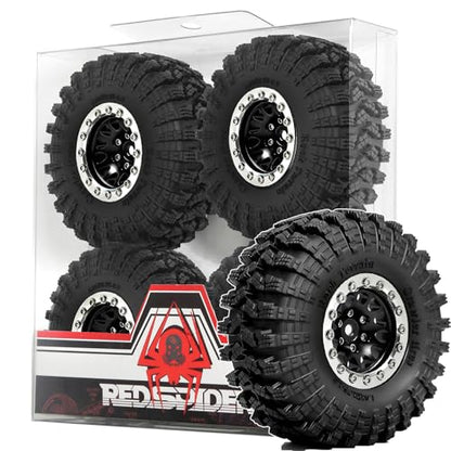 REDSPIDER•1.3 Beadlock Wheels and Crawler Mud Tires OD 2.75'' Aluminium Hub Hex Key 7mm (4PCS) for 1/18 1/24 TRX4M SCX24 AX24 FCX18 FCX24 RC Crawler Car (Black) - color: Black
