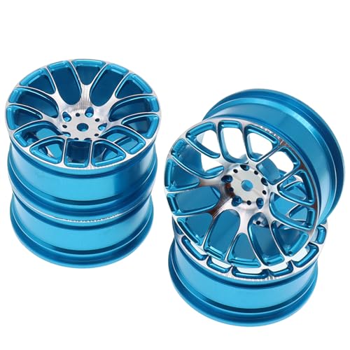 4Pcs Treehobby Metal Wheel Rims 12mm Hex Hubs Width 26mm Compatible with Tamiya TT-01 Kyosho RedCat Sakura D4 XIS HSP 1/10 RC Drift On-Road Racing Touring Car Upgrades Parts(Blue)