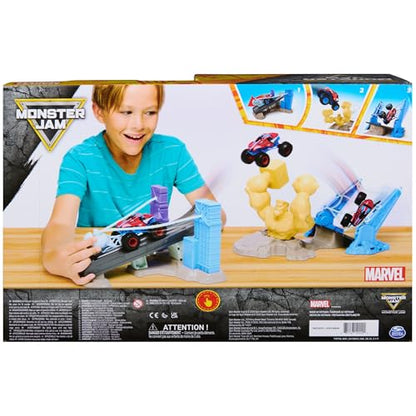Monster Jam Marvel Spider-Man, Sandman City Battle Monster Truck Playset | Exclusive 1:64 Spider-Man, Rotating Sandman Obstacle, Sling-Powered Launcher, Pretend Play Gifts for Kids Ages 3+ - style: Spiderman City Playset