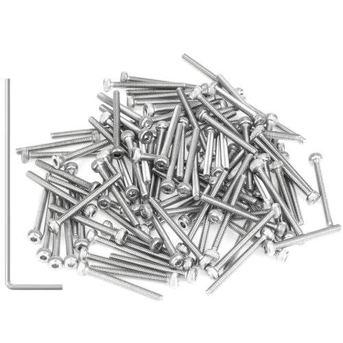 105 Pieces M2.5 x 20mm Socket Head Cap Screws, Thread Pitch 0.45mm, Sutemribor M2.5 Screws, 304 Stainless Steel, Fully Threaded, Silver - size: M2.5 x 20mm, style: Socket Head