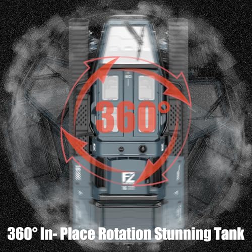 Mostop RC Tank Car, 1:16 Scale 2.4Ghz Remote Control Crawler High Speed Tank, Off-Road RC Tracked Vehicles 360°Rotating Drifting Car with 2 Batteries, Military Truck for Kids Adults, Gray - color: Dark Gray