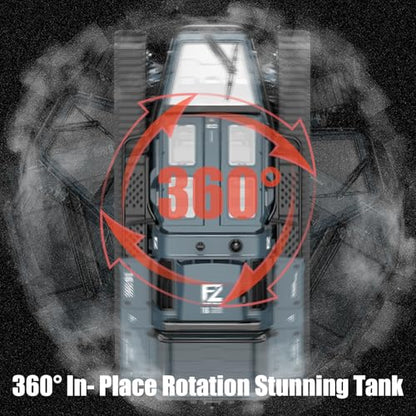 Mostop RC Tank Car, 1:16 Scale 2.4Ghz Remote Control Crawler High Speed Tank, Off-Road RC Tracked Vehicles 360°Rotating Drifting Car with 2 Batteries, Military Truck for Kids Adults, Gray - color: Dark Gray