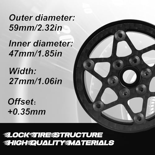 Beadlock Wheel Rims 4PCS 1.9" Upgraded Carbon Fiber Aluminum Wheel Hub Compatible with 1/10 RC Crawler Gen8 TRX-4 Axial VS4-10 Capra SCX10 RC Car Accessories (Patten A) - color: Patten a