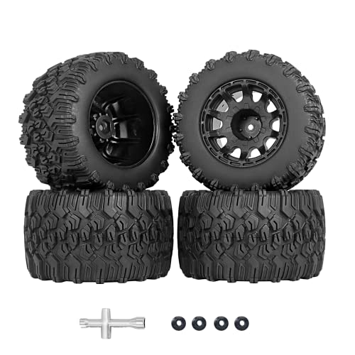 12mm Hex RC Wheels and Tires 2.8 RC Tires 1/10 Scale RC Truck Tires Wheels for Traxxas Rustler Stampede Hoss 2wd 4x4 vxl Tires Wheels Arrma Redcat RIAARIO AMORIL Tires Wheels Preglued 4PCS