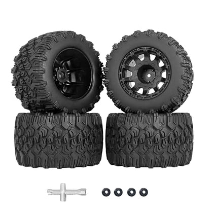 12mm Hex RC Wheels and Tires 2.8 RC Tires 1/10 Scale RC Truck Tires Wheels for Traxxas Rustler Stampede Hoss 2wd 4x4 vxl Tires Wheels Arrma Redcat RIAARIO AMORIL Tires Wheels Preglued 4PCS