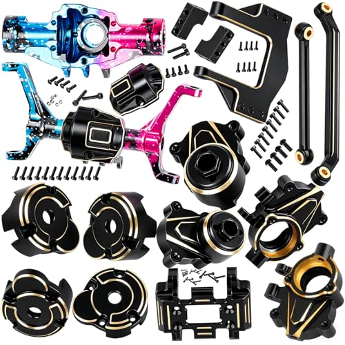 RC Front & Rear Portal Axles Upgrades Parts for 1/18 Red cat Ascent-18 RC Car,Brass Diff Cover,Servo Mount,Steering Knuckle,Skid Plate,Outer Portal Housing,Colour - color: Colour(for 1/18)
