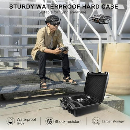 Lekufee Waterproof Hard Carrying Case for DJI Avata 2,Fly More Combo,Goggles 3(NOT for Goggles N3),RC Motion 3,FPV Remote Controller 3 and Accessories(Case Only)