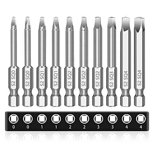 MulWark Robertson Square Allen Wrench Drill Bits Set 10PC Screwdriver Bit Set, 2.3" Long 1/4" Diameter Quick Release Shank Magnetic Square Drive Bit Set for Assembling Furniture - style: 10PC Square Drill Bit Set