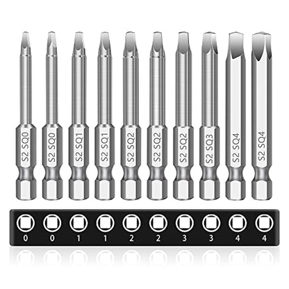 MulWark Robertson Square Allen Wrench Drill Bits Set 10PC Screwdriver Bit Set, 2.3" Long 1/4" Diameter Quick Release Shank Magnetic Square Drive Bit Set for Assembling Furniture - style: 10PC Square Drill Bit Set