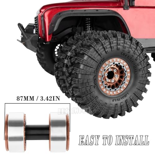 RC 1.9 Dually Beadlock Wheels Rims w/Adjustable Offset for 1/10 TRX4 TRX6 SCX10 SCX10 II 90046 SCX10 III AXI03007 SCX10 Pro Gen7/8 D90 VS4-10 MST CFX RC Crawler Car,4Pcs Alloy Rims,Bronze - color: Bronze - (Wheels Rims)
