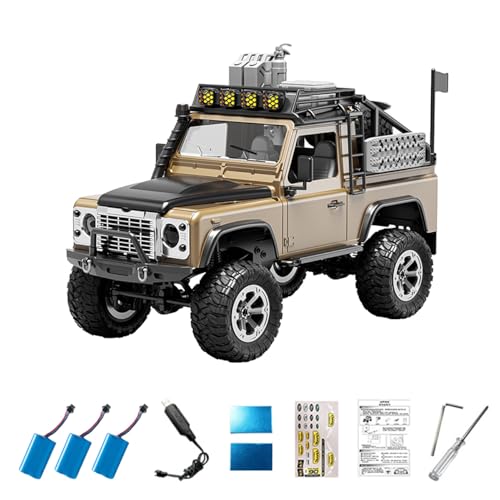 1/12 Scale Full Proportional RC Rock Crawler, KF90 2.4GHz 4WD Off Road Truck, Adjustable LED Light Climbing Vehicle Monster Truck RTR for Adults - Yellow/3 Batteries - color: Yellow, size: 3 batteries