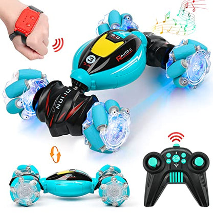 DDAI Gesture Sensing RC Stunt Car, 2.4GHz 4WD Hand Controlled & Remote Control Transforming Vehicle with 360° Flips, Birthday Toy Gifts for Boys Ages 6-12