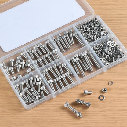 288 PCS M5 Screws Assortment Kit, 304 Stainless Steel M5 Bolts Kit, M5x 8/12/16/20/25/30mm, Hex Socket Head Cap Screws Bolts Nuts Washers Set - size: M5x 8/12/16/20/25/30mm