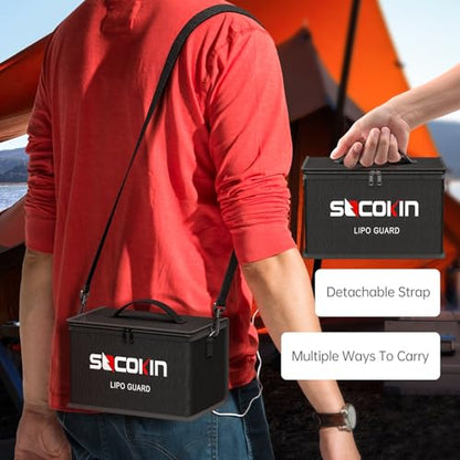 Lipo Battery Safe Bag Large Capacity Adjustable Lipo Bag Large Lipo Case Fireproof Explosionproof Bags for lipo batteries Storage(10.6 * 6.7 * 6.7 in)