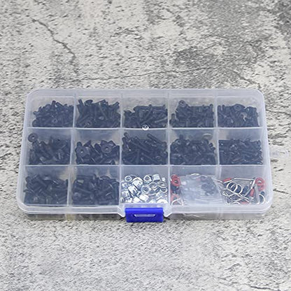 510pcs Universal RC Screw Kit Screws Assortment Set, Repair Tool M3 M4 Hex Screws RC Repair Tool Kit Hardware for 1:8 1:10 1:12 1:16 Scale RC Cars Trucks Crawler