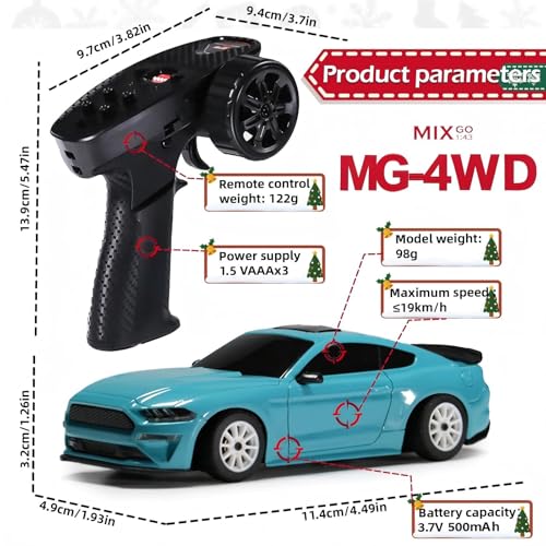 MG034 FPV Drift RC Car with Goggles & Camera for Thrilled Rxperience,20KM/H Remote Control Cars- Gyro,Drift/Racing Tires,Full Simulated Lighting System,4WD RC Car Toy for Adult (Blue, FPV Version) - color: Blue