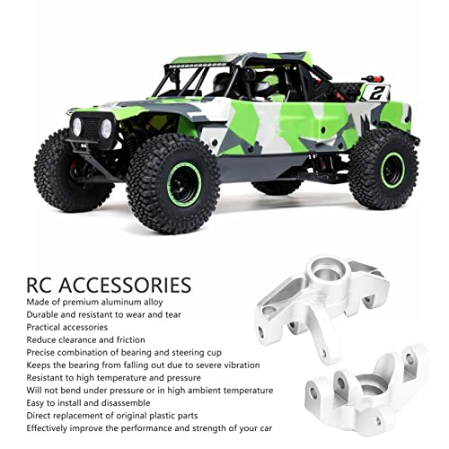 RC Steering Cup, 2pcs Aluminum Alloy Steering Cup Steering Knuckle Upgrade Accessories for LOSI Hammer Rey U4 Rock Racer 1/10 RC Car (Silver) - color: Silver