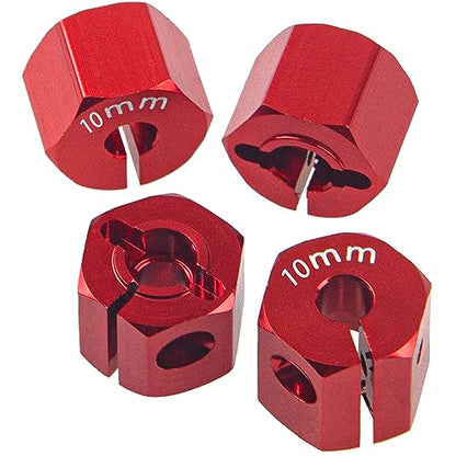 Aluminum Alloy 12mm Wheel Hex Hub Drive Adapters with Pins Screws Compatible with Axial SCX10 HSP HPI Tamiya Redcat 1/10 RC Crawler Car (10mm, Red) - color: Red, size: 10mm