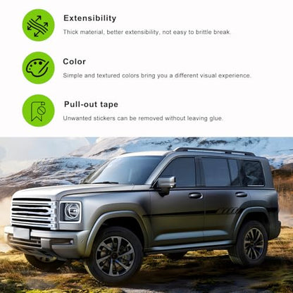 2 PCS Car Side Skirt Decals, 88.58"×4.52" PVC Racing Sports Stickers Waterproof Body Decoration, Personalized Long Stripes Sticker Creative Side Door Decals for Car Truck SUV (Black)