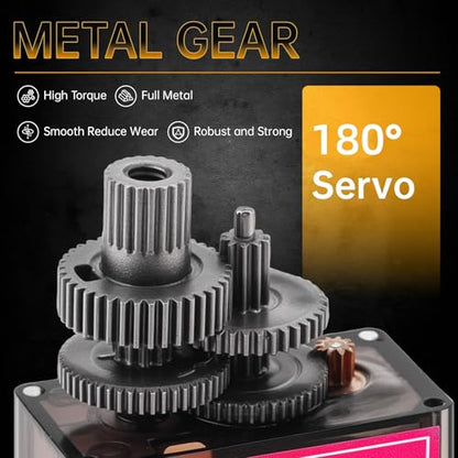 2 Pack MG90S Micro Servo Motor Full Metal Geared 9G, 180 Degree Rotation | Fit for RC car robot helicopter. Mini servos for Arduino DIY project - size: Control Angle 180 Degree